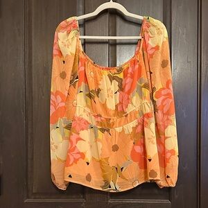 DR2 Orange Floral Women's Blouse